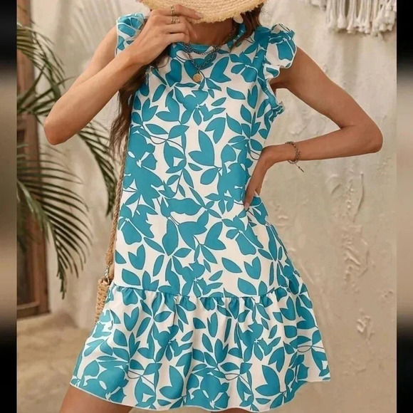 Print Ruffle Trim Smock Dress - Picture 3 of 5